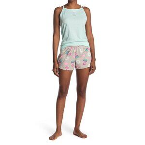 PJ Couture Womens Blue Pink Tank Top Shorts 2 Pc Pajamas Set Sz L New